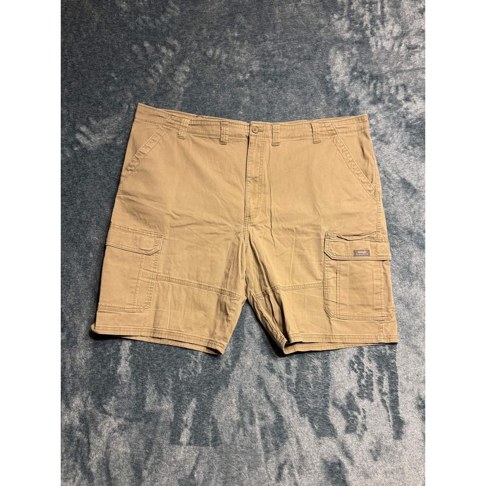 Wrangler Relaxed Fit Cargo Shorts Mens 48 Khaki Stretch Cotton 10in Inseam